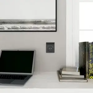 Prise avec terre affleurante "Odace" anthracite - Connexion rapide