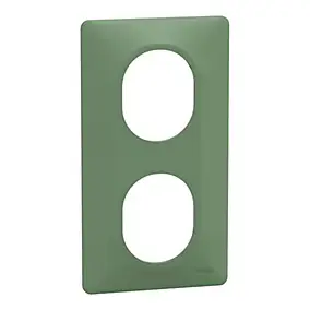 Plaque de finition 2 postes Schneider Electric Ovalis S320724B coloris vert forêt l.87 x P.10 x H.158 mm