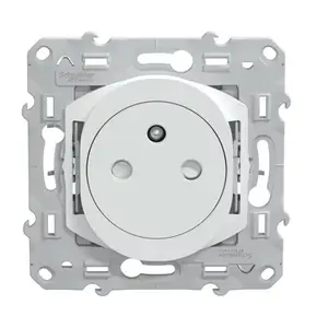Prise 2P+T 16A encastrée par griffes blanc "OVALIS"