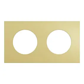 Plaque de finition 2 postes, effet laiton support blanc, Odace Métal