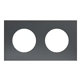 Plaque de finition 2 postes, effet Perle noire support noir, Odace Métal