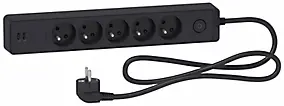 Multiprise 5 prises + 2 usb Schneider Electric Odace anthracite 1.5 m
