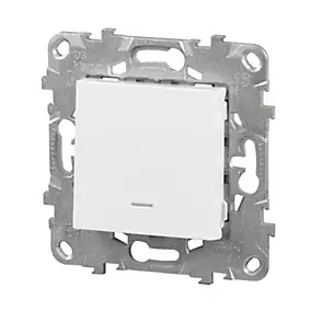 Interrupteur poussoir lumineux connexion rapide 10A Schneider Electric Unica Déco blanc