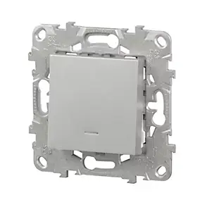 Interrupteur poussoir lumineux connexion rapide 10A Schneider Electric Unica Déco aluminium