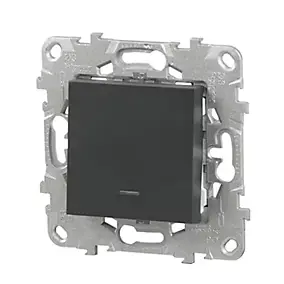 Interrupteur poussoir lumineux connexion rapide 10A Schneider Electric Unica Déco anthracite