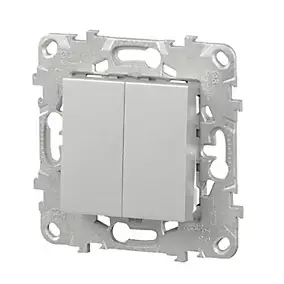 Interrupteur double va-et-vient connexion rapide 10A Schneider Electric Unica Déco aluminium