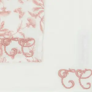 Set de 2 langes Toile de Jouy rose (70 x 70 cm)