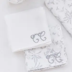 Set de 2 langes Toile de Jouy gris (70x70 cm)