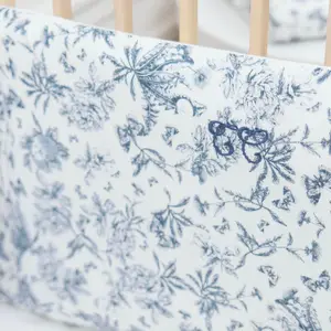 Tour de lit adaptable Toile de Jouy bleu