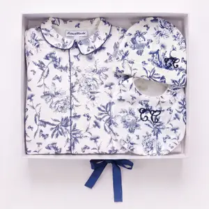 Coffret de naissance Toile de Jouy marine