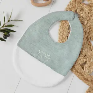 Bavoir en coton et lin Feuillage Vert (33x24 cm)