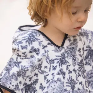 Poncho de bain Toile de Jouy bleu