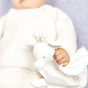 Doudou plat en coton bio éléphant (30 x 30 cm)