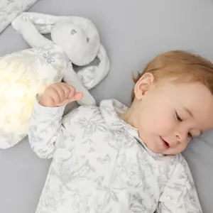 Peluche bruit blanc lapin Toile de Jouy gris