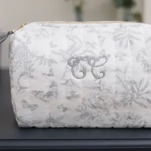 Trousse de toilette Toile de Jouy gris