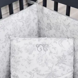 Tour de lit adaptable Toile de Jouy gris