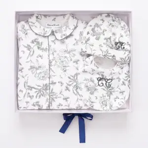 Coffret de naissance Toile de Jouy gris clair