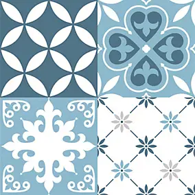 Lot 8 carreaux adhésifs décoratifs Vinyl Way Florence Dada Art effet carreau de ciment bleu L.20 x L.20 cm x ep.1,3 mm