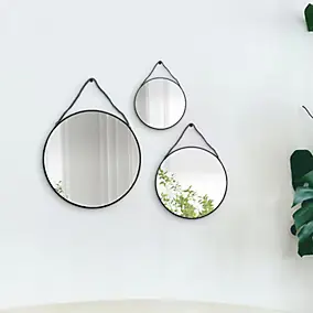 Lot 3 miroirs ronds noir 15x15 cm, 20x20 cm, 25x25 cm Dada Art