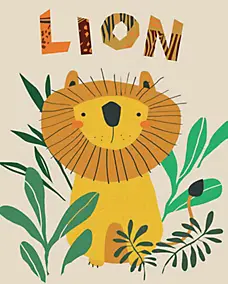 Affiche lion Child multicouleur Dada Art l.24 x H.30 cm