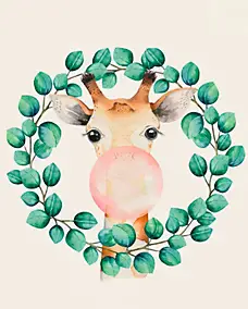 Affiche Girafe enfant multicouleur Dada Art l.24 x H.30 cm