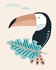 Affiche Toucan multicouleur Dada Art l.24 x H.30 cm