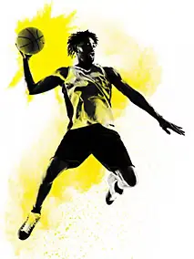 Affiche Basket-ball jaune jaune Dada Art l.30 x H.40 cm
