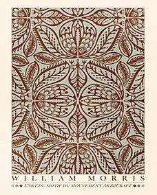 Affiche William Morris l'art du motif du mouvement art & craft fleurs bordeaux et beige Dada Art l.40 x H.50 cm