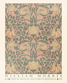 Affiche William Morris rose Dada Art l.40 x H.50 cm