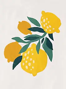 Affiche citrons Dada Art l.30 x H.40 cm jaune