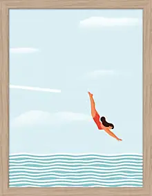 Image encadrée plongeon Dada Art l.30 x H.40 cm bleu