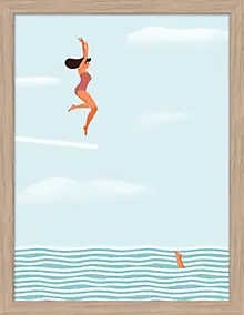 Image encadrée saut Dada Art l.30 x H.40 cm bleu