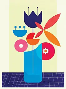 Affiche vase et fleurs multicolore l.30 x H.40 cm Dada Art