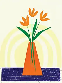 Affiche fleurs vase orange l.30 x H.40 cm Dada Art