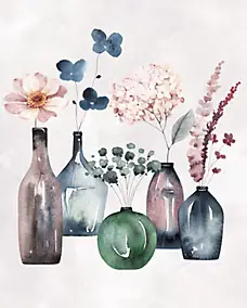 Affiche Flower Vase , fleurs, nature l.40 x H.50 cm multicolore