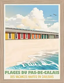 Image encadrée plages du pas-de-calais cadre en bois 30x40 cm Dada Art