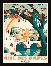 Image encadrée cité des papes Dada Art cadre noir 30x40 cm