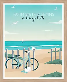 Image encadrée partir sur les chemins à bicyclette Dada Art 40x50 cm