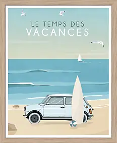 Image encadrée le temps des vacances Dada Art cadre noir 40x50 cm