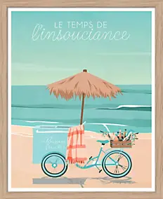 Image encadrée parasol le temps de l'insouciance Dada Art cadre en bois 40x50 cm