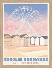 Image encadrée envolée Normande la tête dans les nuages Dada Art cadre en bois 30x40 cm