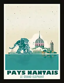Image encadrée pays Nantais le grand éléphant cadre noir 30x40 cm Dada Art