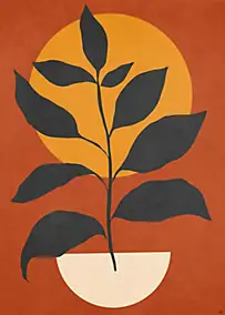 Affiche tige sur fond terracotta L.50 x H.70cm Dada Art