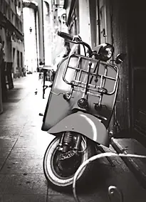 Affiche scooter noir et blanc L.50 x H.70cm Dada Art