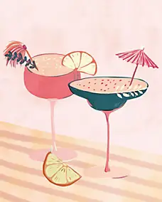 Affiche cocktail rose l.24 x H.30 cm Dada Art