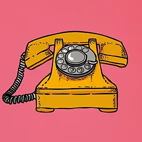 Affiche vintage téléphone rose et orange l.30 x l.30 cm Dada Art