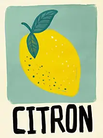 Affiche citron jaune l.30 x H.40 cm Dada Art