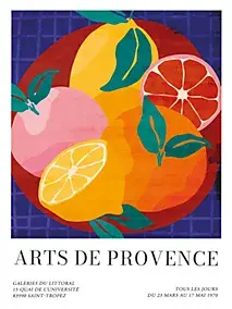 Affiche agrumes " Art de Provence " multicouleurs l.30 x H.40 cm Dada Art