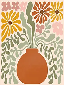 Affiche vase bouquet terracotta l.30 x l.40 cm Dada Art