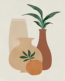 Affiche vases et orange terracotta l.24 x l.30 cm Dada Art